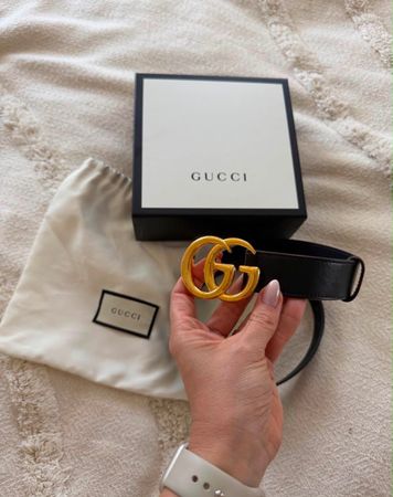 Gucci GG Marmont Ledergürtel Schwarz  Grösse 90