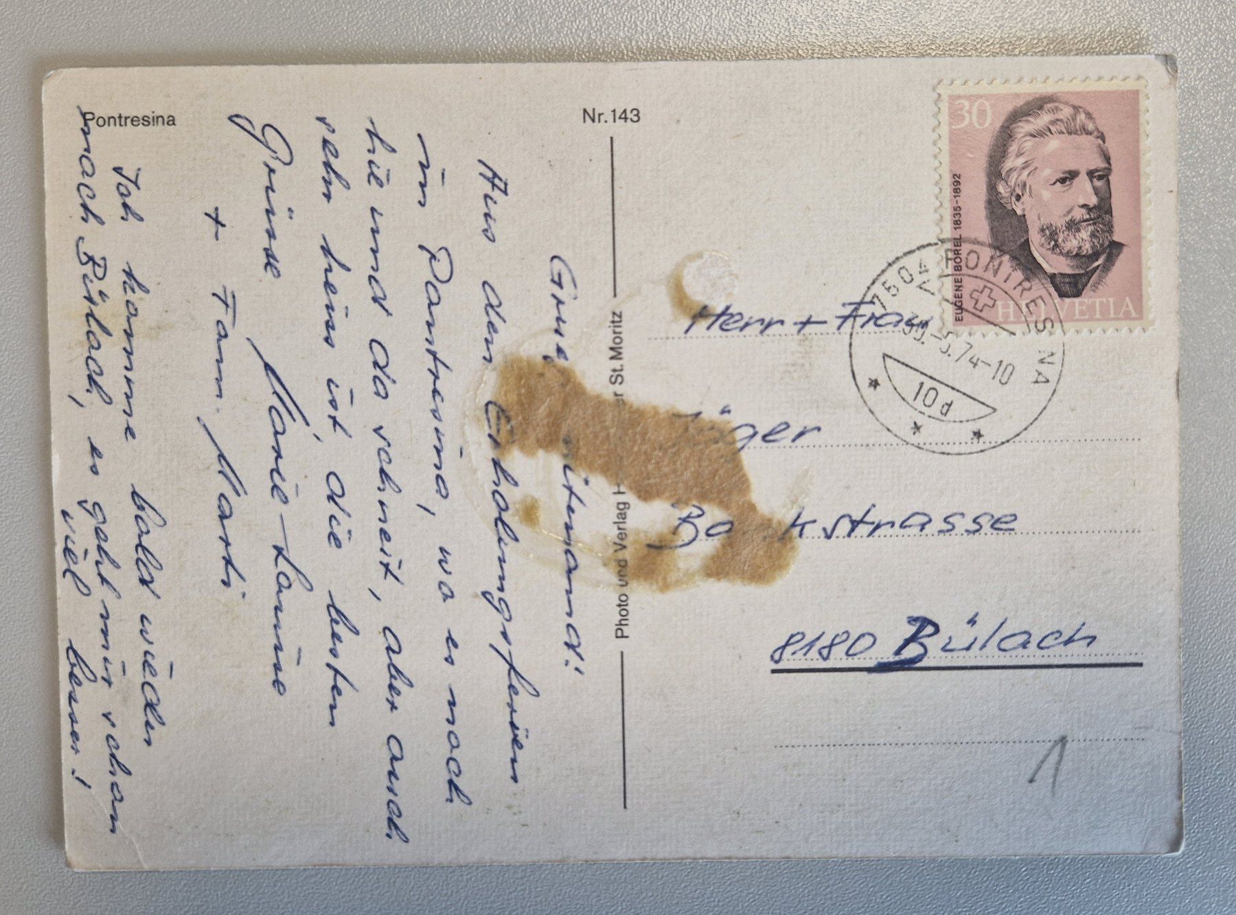 Cartoline postali: Pontresina 1974 – Usato da Melchnau venduto da Arthurius 1