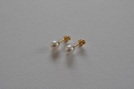 Ohrstecker, Gelbgold 750, Süsswasser-Zuchtperlen weiss