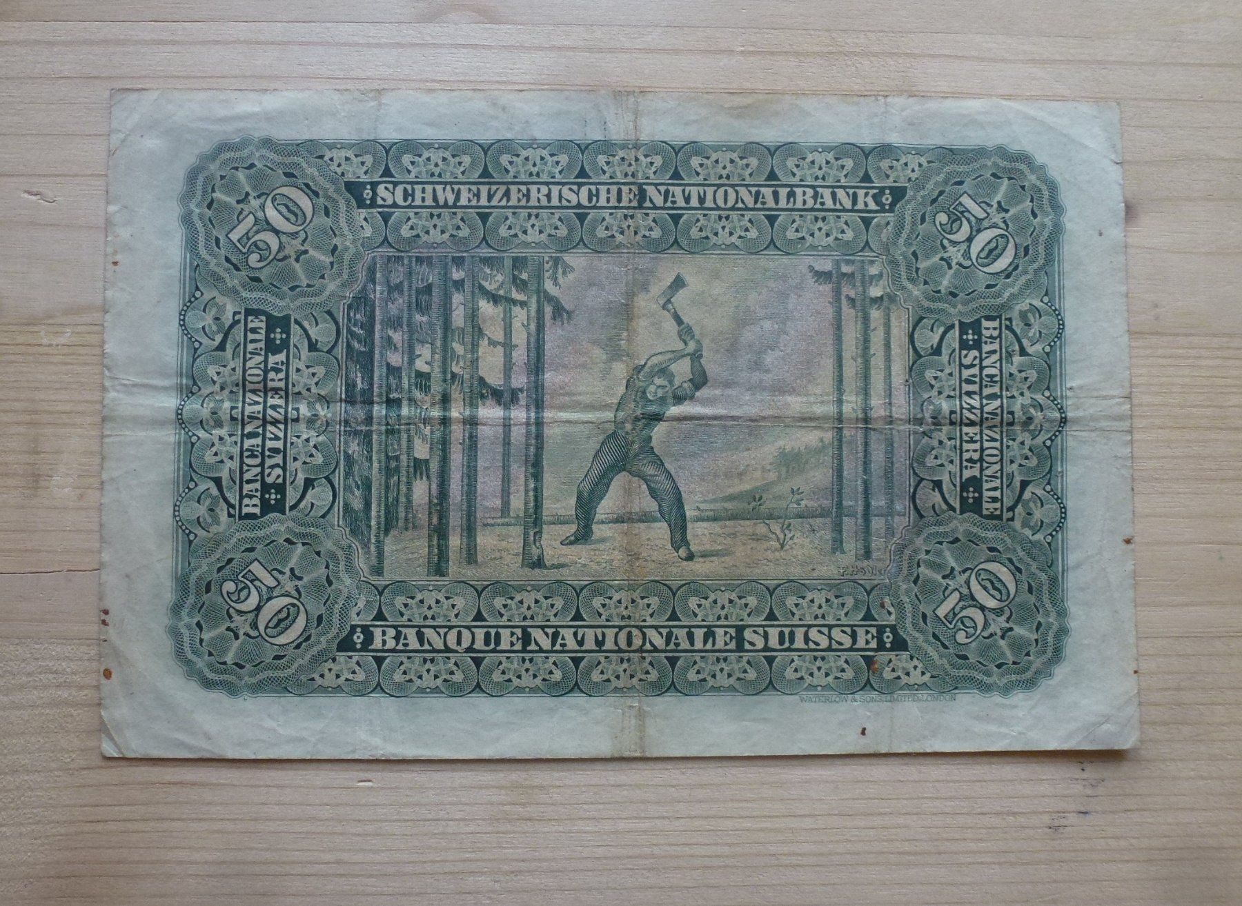 Banconote: Schweiz ++ 50 Franken 1. Aug. 1920 - Selten – Usato da Walkringen venduto da Casablanca777 1