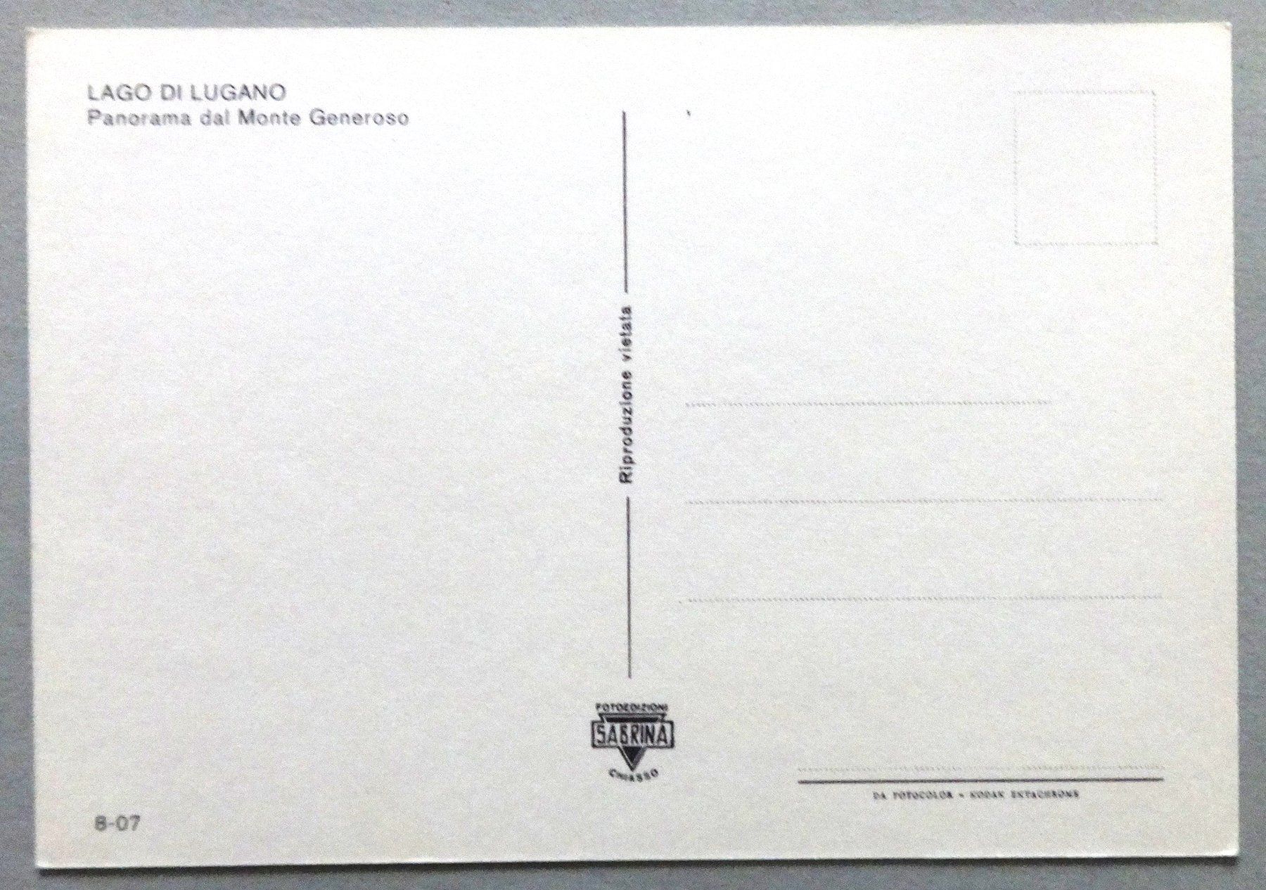 Cartoline postali: Lago di Lugano - Panorama dal Mte Generoso – Usato da Fétigny venduto da Billy2miny 1