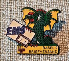 L181 - Pin Basilisk EMS PTT Die Post Basel 2 Briefversand