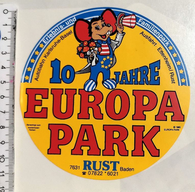 Autocollant Europa Park Vintage Années 80 - Bobbahn, Delphinarium & Blason