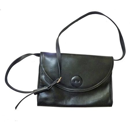Tasche Umhängetasche schwarz Leder VINTAGE 1960s