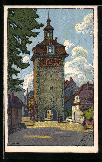 Ansichtskarten: sign. J. Nohl: Schaffhausen, Strassenpar – Gebraucht aus Berlin von bartko-reher