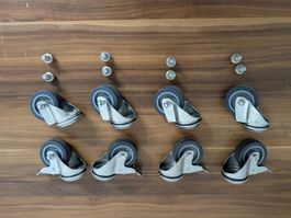 8 Lenkrollen mit Stoppfunktion Metall grau gebraucht