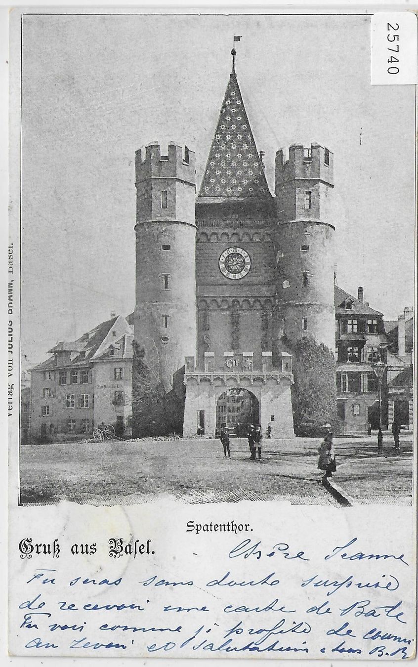 Cartoline postali: Gruss aus Basel - Spalenthor - animee – Antico da Ettingen venduto da Kartenplanet