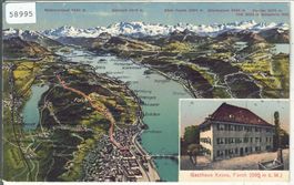 Gasthaus Krone - Forch - Panorama Zürichsee - Litho