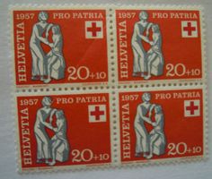 Briefmarken 4er Block Pro Patria 1957 20+10 ungebraucht