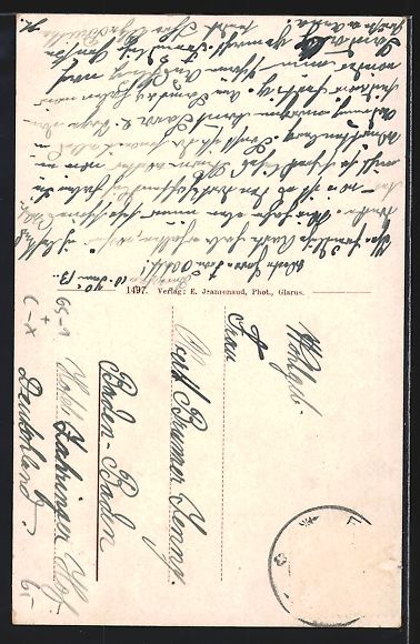 Cartoline postali: AK Glarus, Bahnhof vom Volksgarten aus – Usato da Berlin venduto da bartko-reher 1