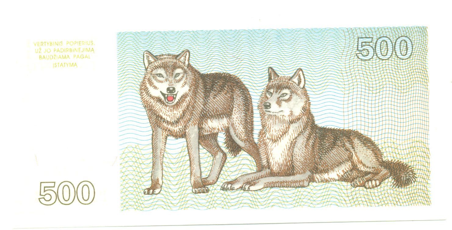 Banconote: Litauen 500 Talonu 1993 P46 UNC  Wolf – Nuovo (secondo la descrizione) da Au SG venduto da Zogu 1