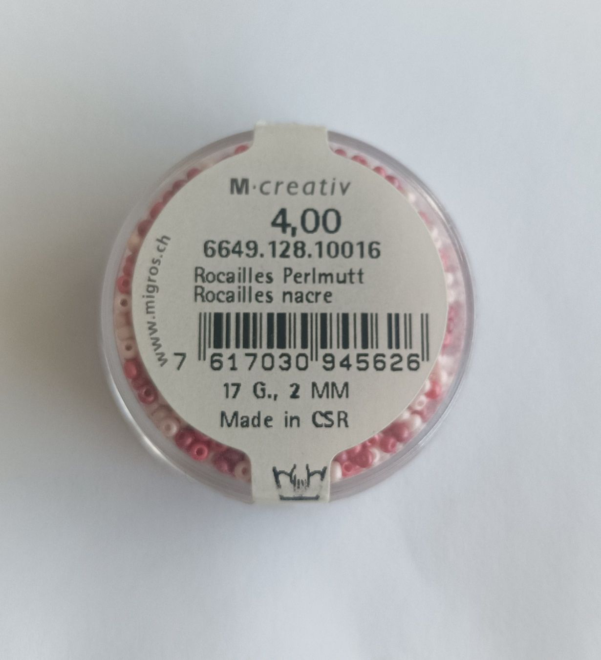 Perlen (unechte): Perlmutperlen Rocailles Perlmutt Weiss-Rosa 2mm, 17g – Gebraucht aus Buchs/SG von ori_k6tq 1