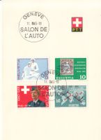 SBK 428 - 431 auf PTT-Faltblatt mit SST SA. 33 Autosalon