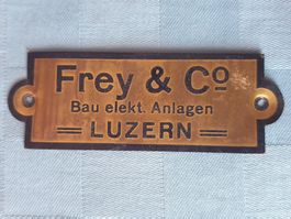 Blech Schild FREY & Co Bau elekt. Anlagen LUZERN