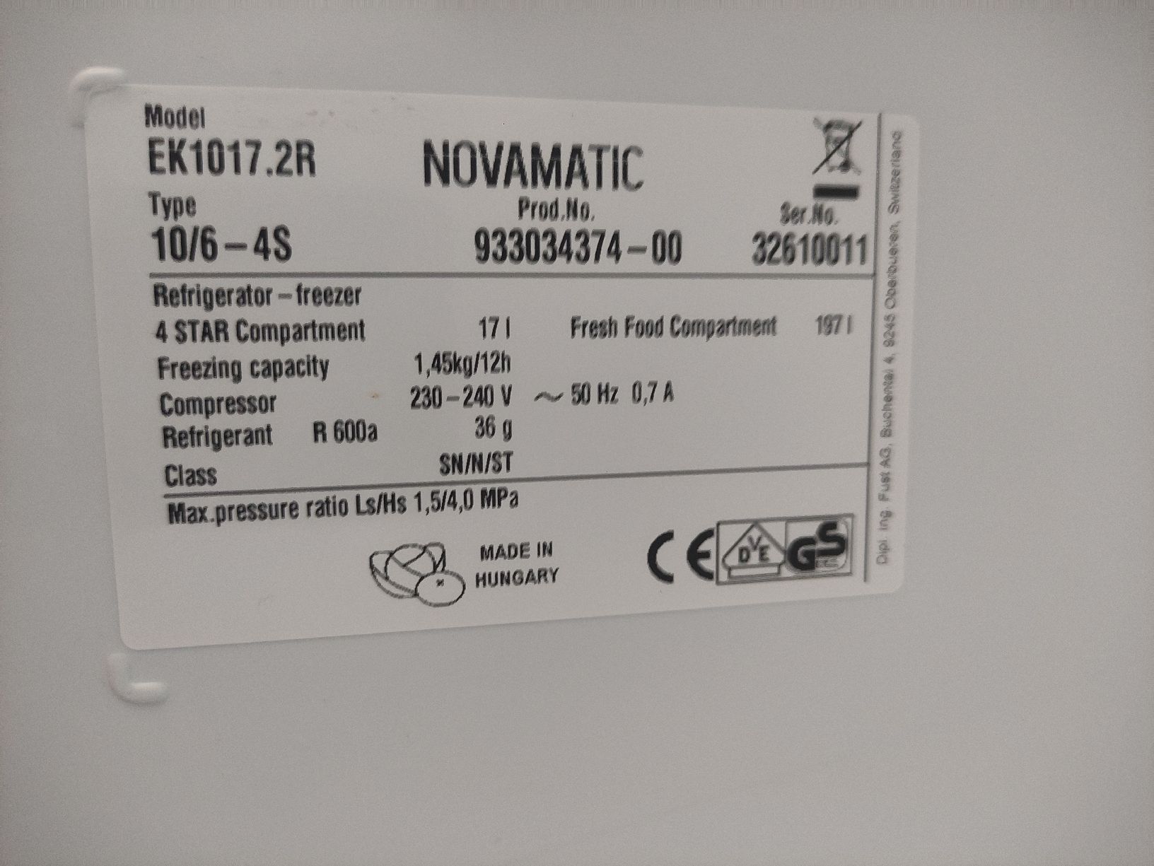 Frigoriferi: Kühlschrank Novamatic  – Usato da Eschenz venduto da woniek 5