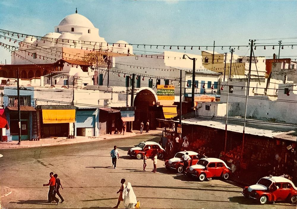 Alte Foto AK Tunis Place Bab Souika Afrika Oldtimer Taxi Kaufen