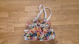 Handtasche weiss mit Blumenmotiv
