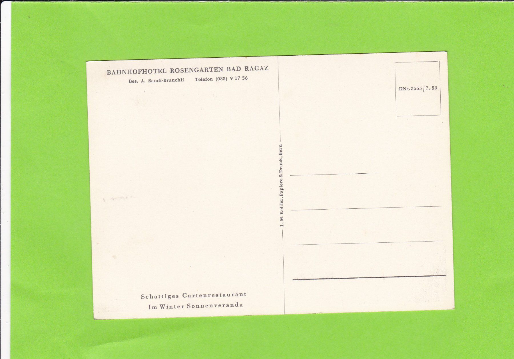 Cartoline postali: Bahnhofhotel Rosengarten Bad Ragaz – Usato da St. Peterzell venduto da neckertal 1