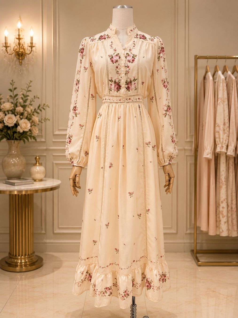 Vestiti: Floral Linen Blend Midi Dress – Nuovo (secondo la descrizione) da St.Josefen venduto da lop_lh8d