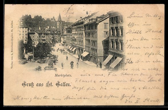 Cartoline postali: AK St. Gallen, Marktplatz – Usato da Berlin venduto da bartko-reher