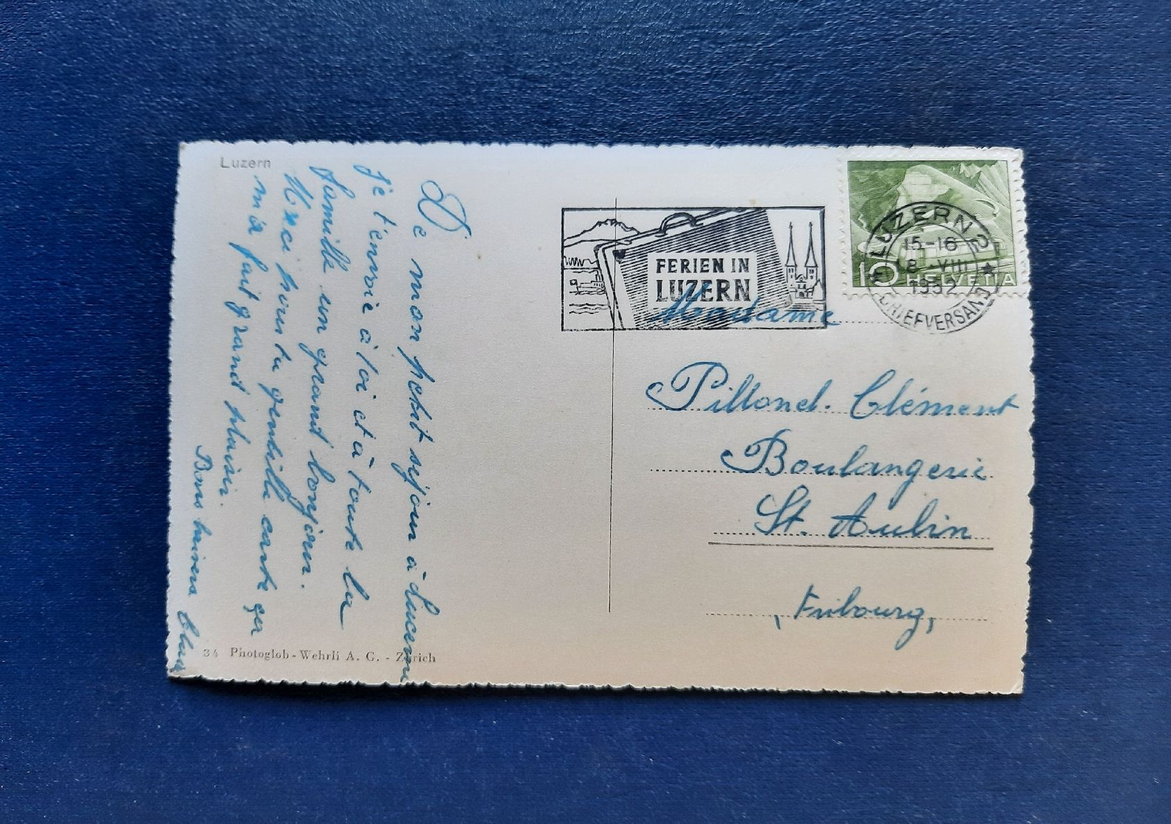 Ansichtskarten: Ansichtskarte Luzern, gest. 1952 – Gebraucht aus Marly von neu-adlerauge65 1