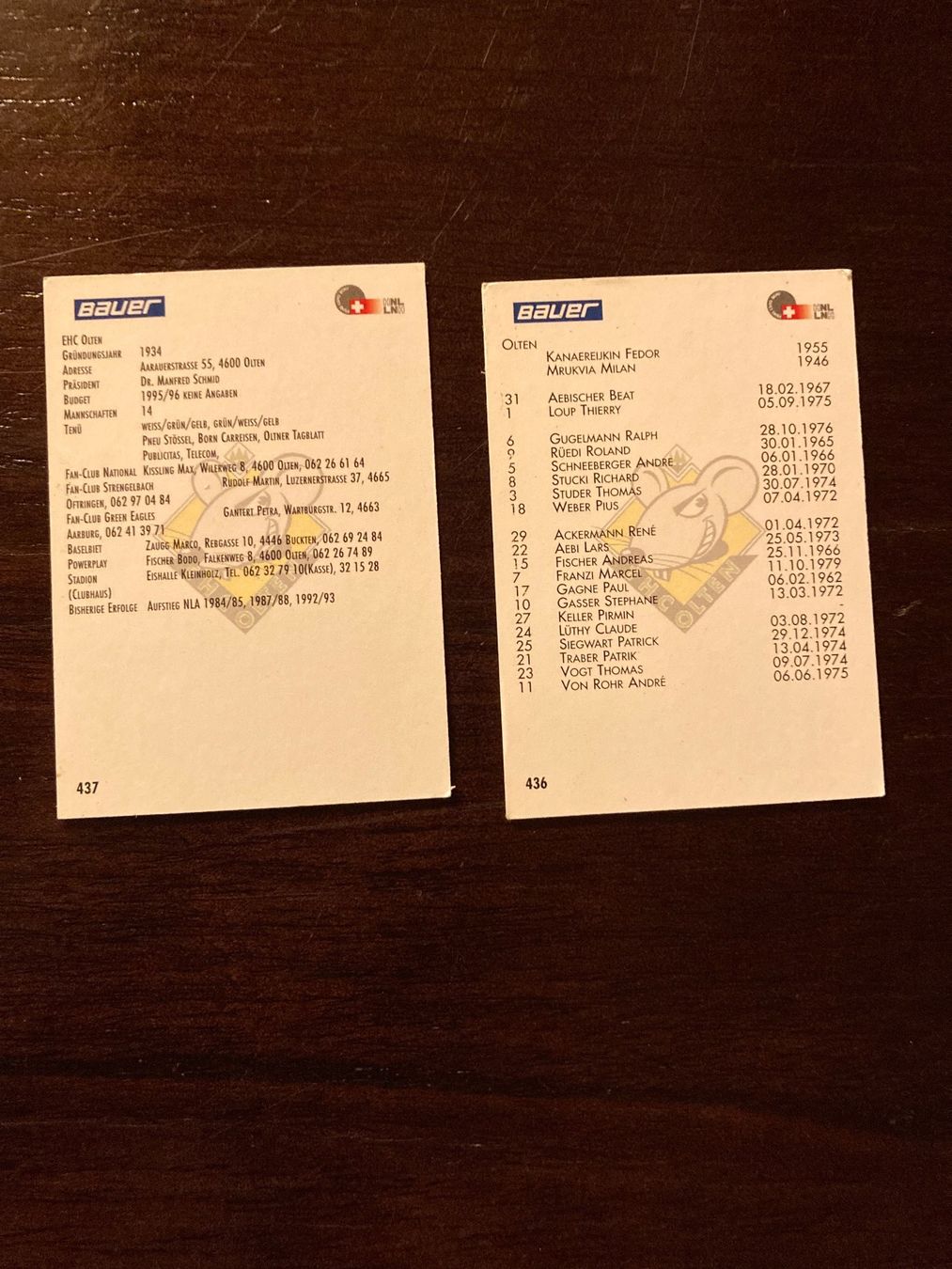 Carte collezionabili: Divers cartes EHC Olten saison 95-96 – Usato da Plagne venduto da gigi204 1
