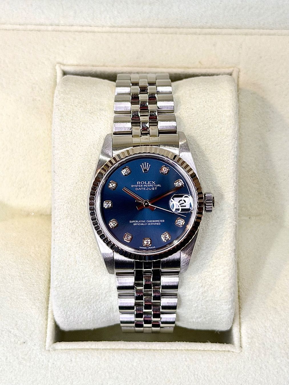 Rolex Orologi: Rolex Datejust 31 / Full set Suisse / Blue Diamonds – Usato da Nyon venduto da Lunas_Watches