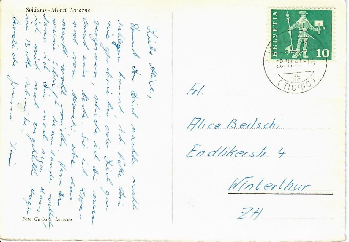 Cartoline postali: Solduno – Usato da Hochdorf venduto da Ziegel-16 1