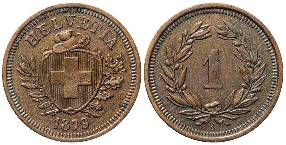 Toutes les monnaies: 1 Rappen 1879 (03) – D'occasion à Chiasso par Novamarketing