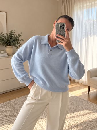 Damen Pullover MNG Kaschmir hellblau Groesse L