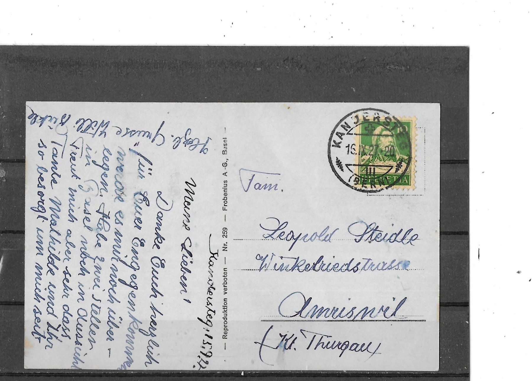 Ansichtskarten: BE Kandersteg 1927 Hotel Waldrand – Gebraucht aus Schocherswil von Wilare 1