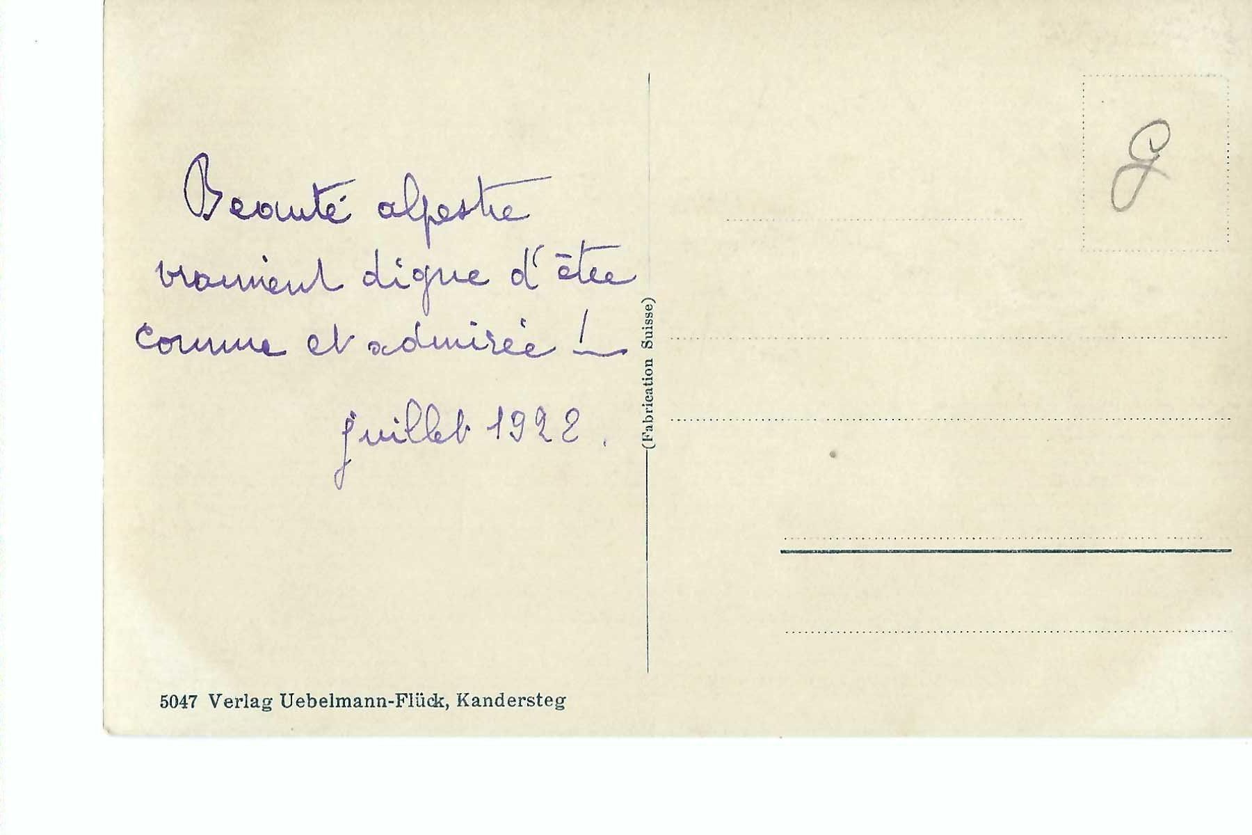 Cartoline postali: Oeschinensee mit Blüemlisalp, 1922 – Usato da Thun venduto da 44wart 1