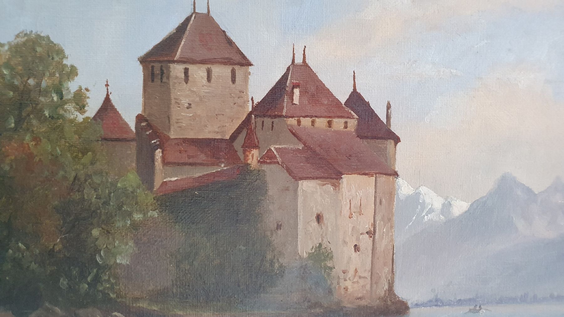 Dipinti: Gemälde Schloss Chillon, goldener Rahmen – Usato da Meilen venduto da DodoSchubi 2