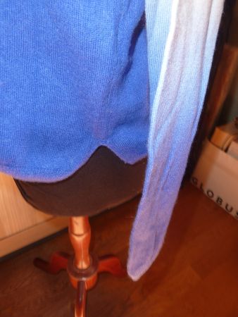 pull bicolore bleu Denim mérinos taille L pour femme