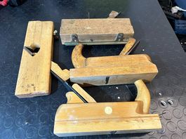 Holzhobel Konvolut 6-teilig, Vintage, zum Schärfen