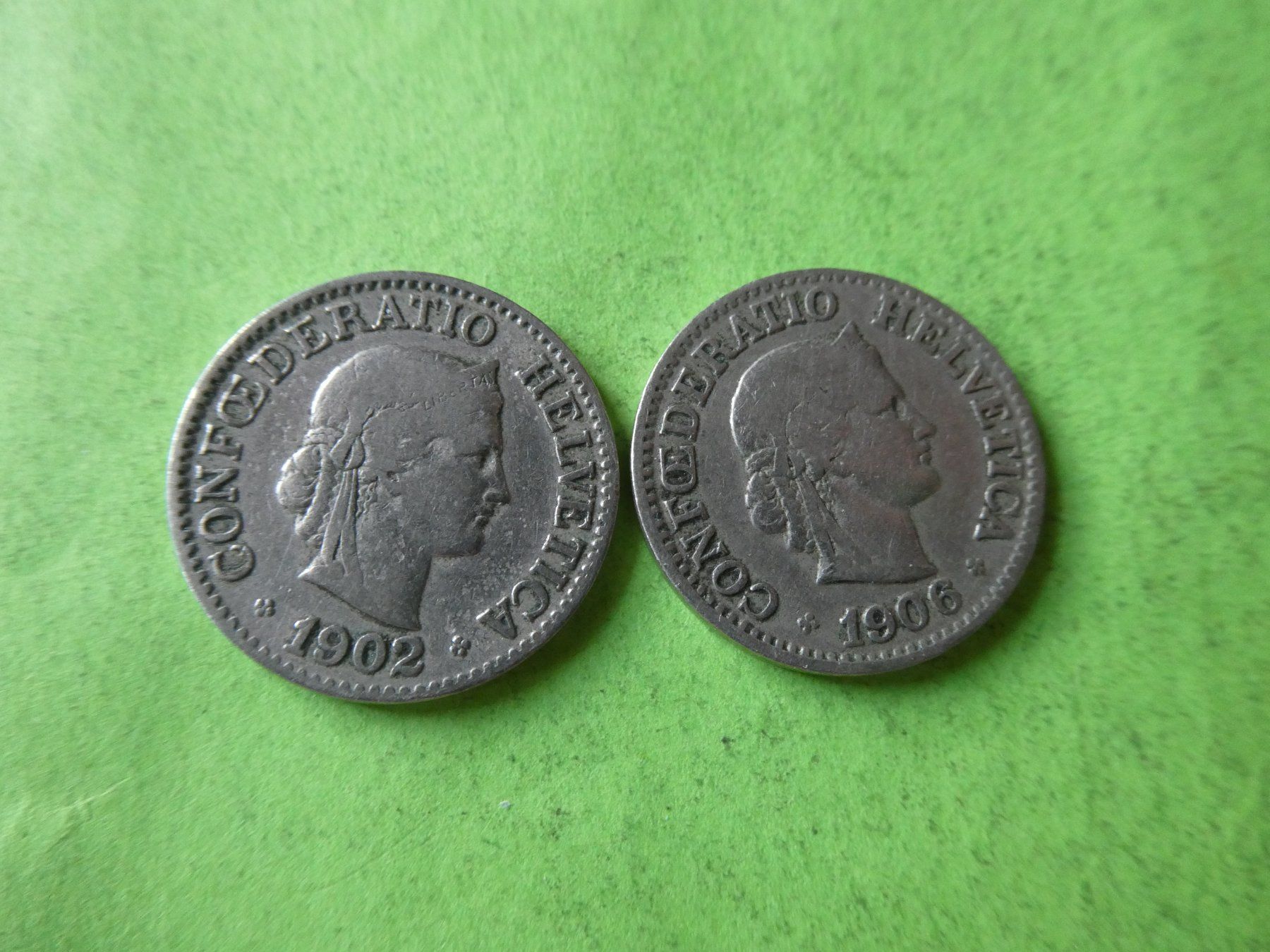 Tutti le monete: Schweiz 1902/1906, Set 2 x 10 Rappen – Usato da Hinterforst venduto da Rohusri