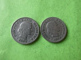 Schweiz 1902/1906, Set 2 x 10 Rappen