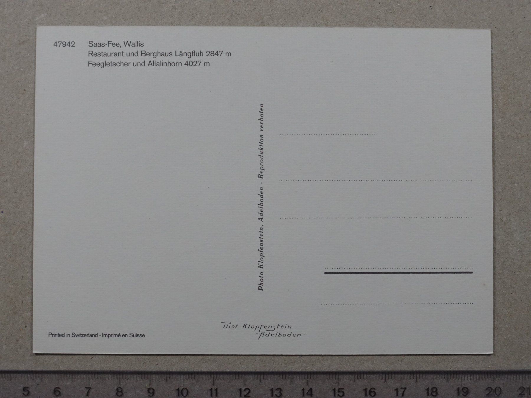Cartoline postali: Saas-Fee, Berghaus Längfluh – Usato da Lenzburg venduto da fh1 1