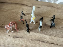 6 Glas-Tierfiguren handgemacht