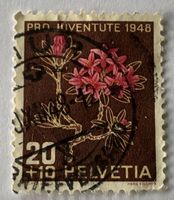 Nr.J 127  Alpenrose 1948 mit Stempel Zürich