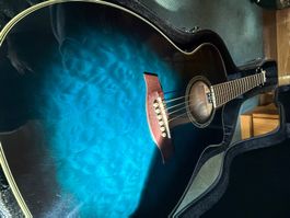 DISC Ibanez A300E Acoustic Guitar, Trans Blue Burst