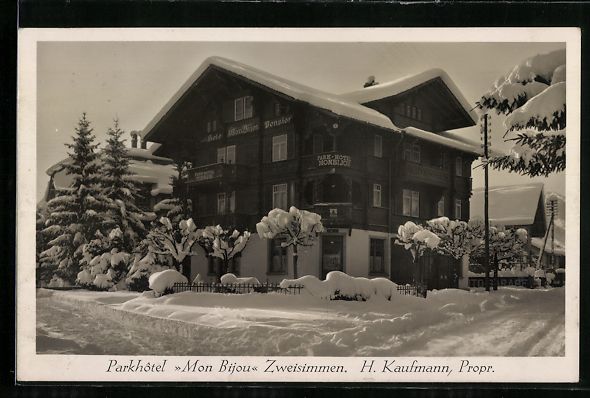 Cartoline postali: Zweisimmen, Parkhotel Mon Bijou, Propr.  – Usato da Berlin venduto da bartko-reher