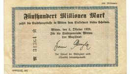 Witten 500 Mil. Mark 04.10.1923 SS++-VZ
