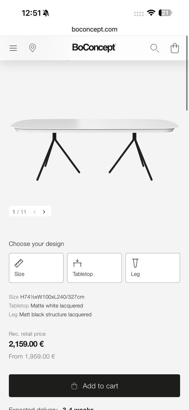 Boconcept Tischset: BoConcept Dining Table with 6 leather chairs – Gebraucht aus Vessy von nat_rfh9 1