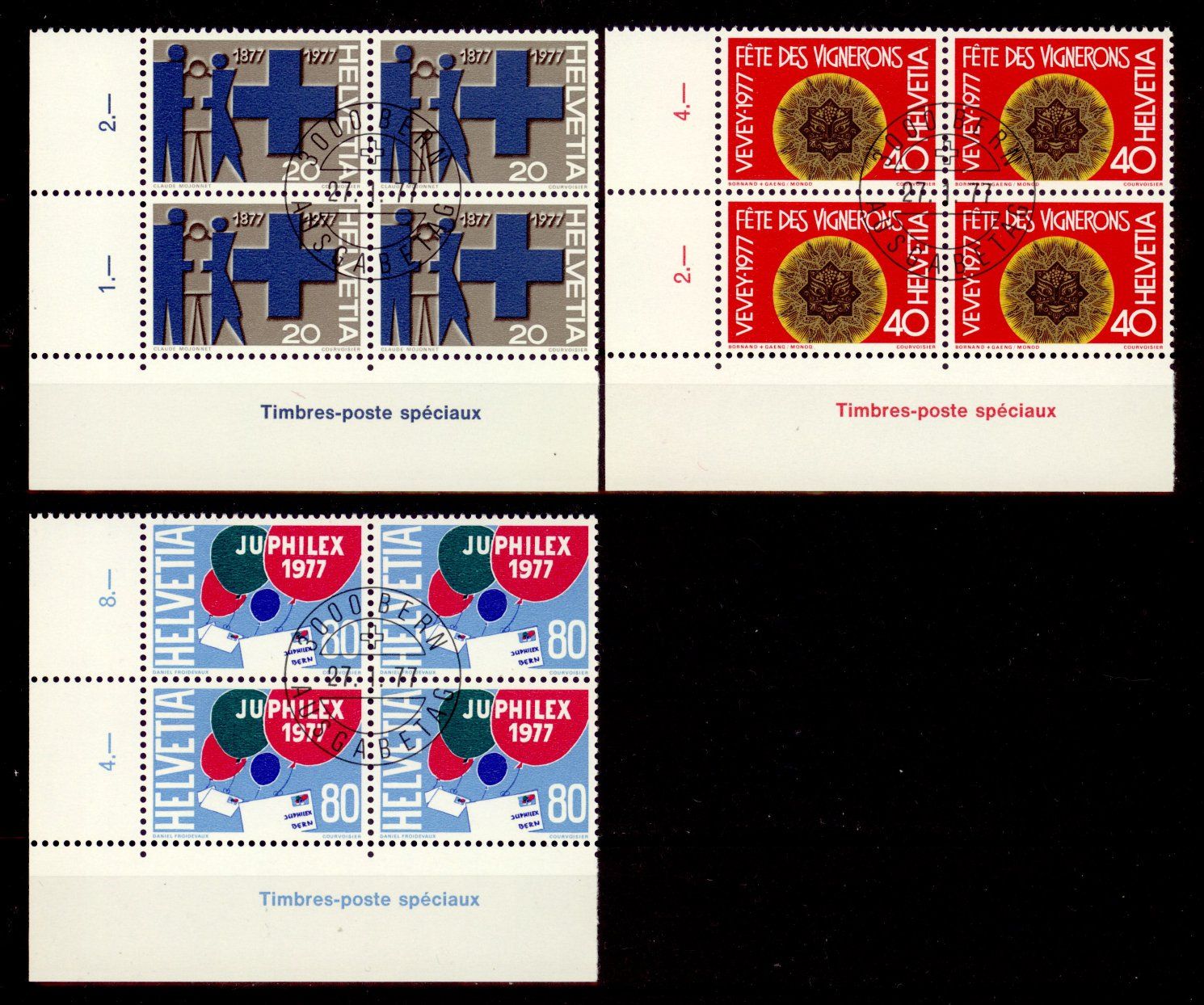 Alle Briefmarken: 1977, Sonderpostmarken, Viererblöcke, ET – Gebraucht aus Willisau von Vollstempel