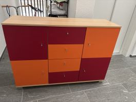 Kommode bunt mit Schubladen und Türen 120x47 cm gebraucht