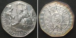ÖSTERREICH 5 Euro 2004 FUSSBALL Silber unz