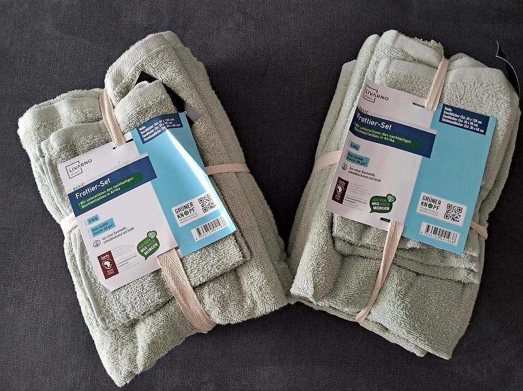 Teli da bagno: Frottier Sets Baumwolle 2x neu, mintgrün – Nuovo e nell'imballaggio originale da Belp venduto da Verk976