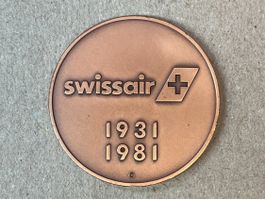 Swissair Jubiläums-Medaille 1931–1981 (50 Jahre) RAR