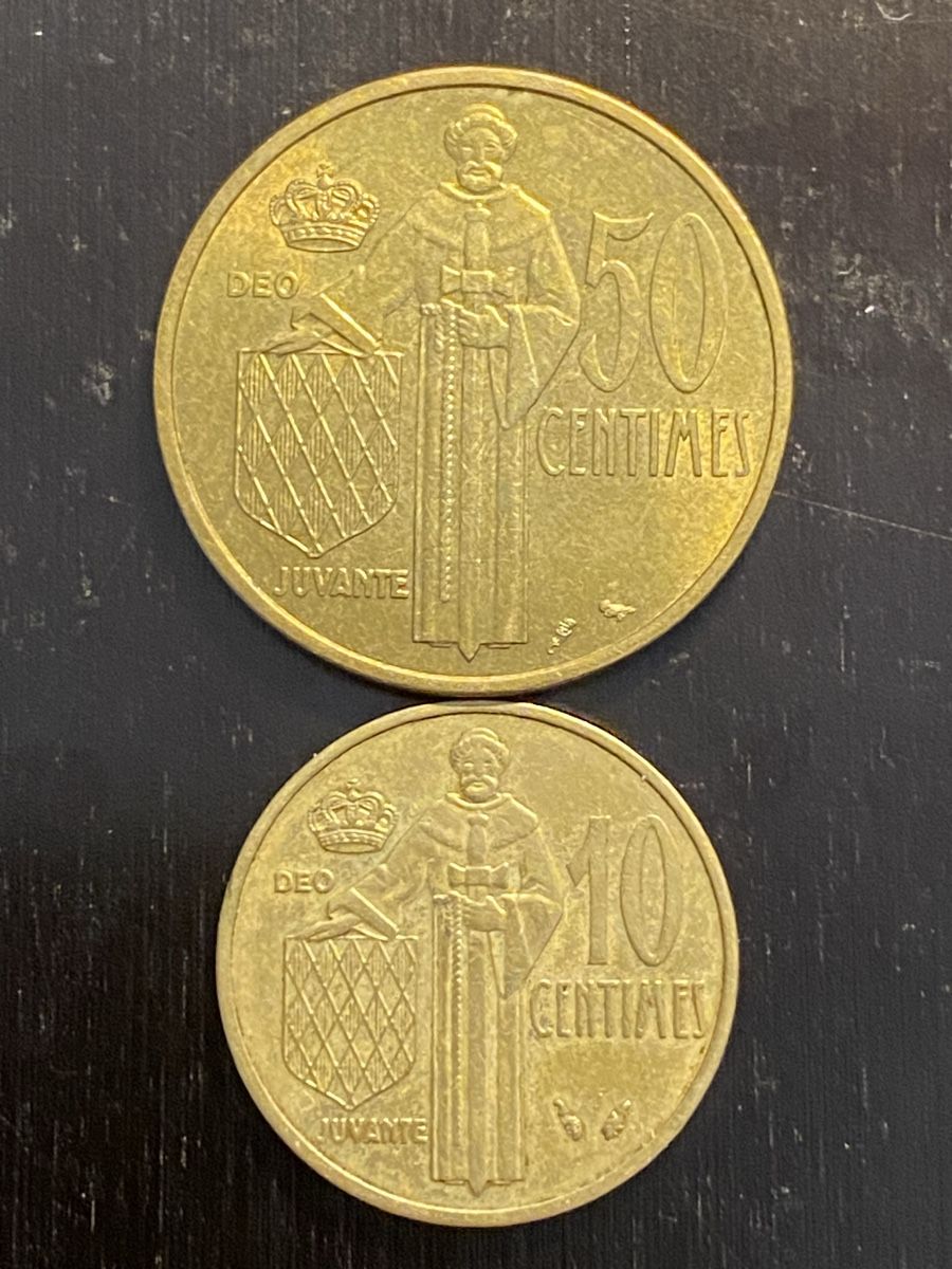 Tutti le monete: Principauté de Monaco, 50 & 10 centimes 1962 & 1982 – Usato da Corsier-sur-Vevey venduto da Ginoarturo 4